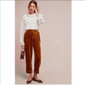 Anthropologie velvet cuffed trousers